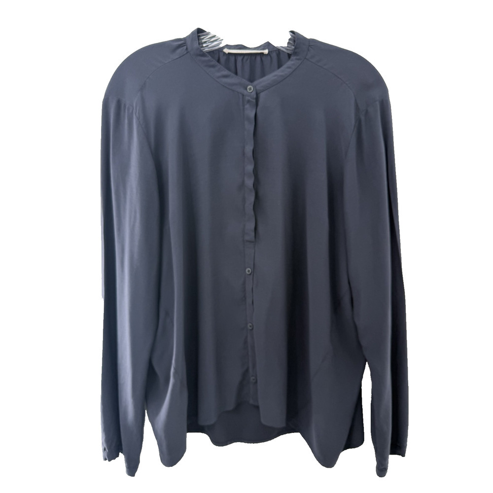 Humanoid Women's Blouse Harmonica Jade Cupro Blend Fabric Charcoal M Minimalist